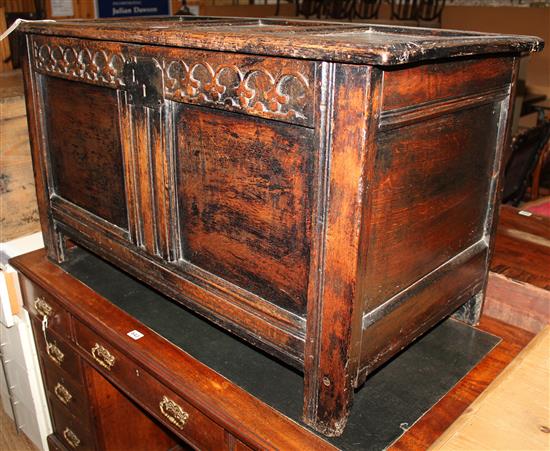 18th century carved panelled oak coffer